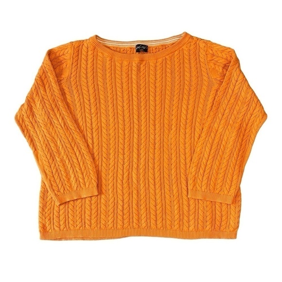 Lord & Taylor Cable Knit Crew Neck Long Sleeve Sweater. Orange Size XL #1145 - Picture 5 of 7